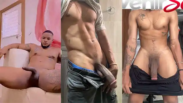 Big cock men stroke their huge dicks in a hot solo jerk-off session